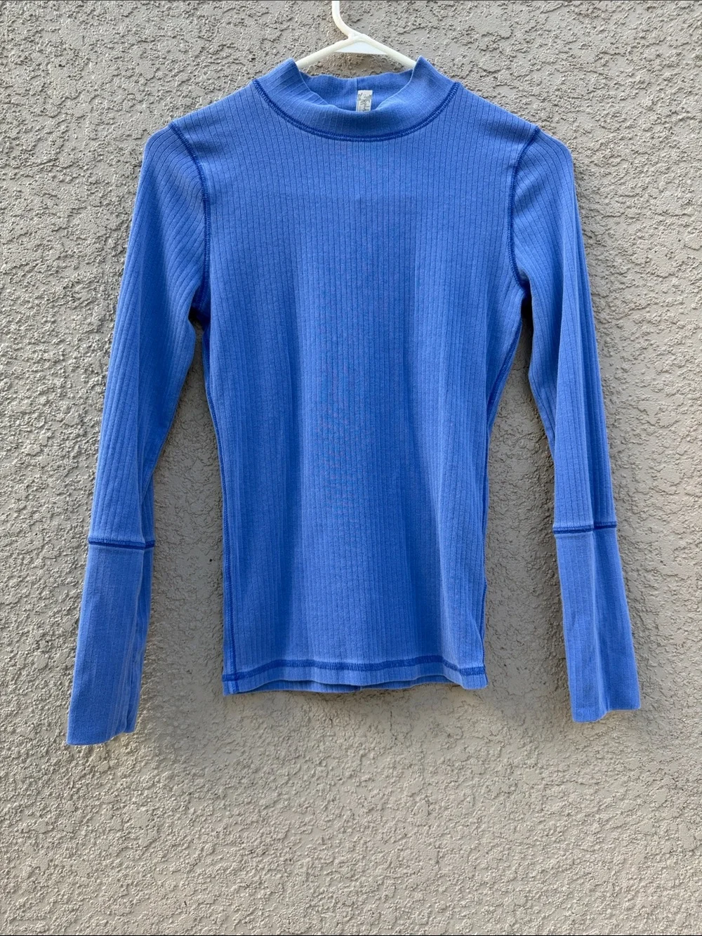 Free People Ribbed Mock-Neck Long-Sleeve Top - Periwinkle Blue